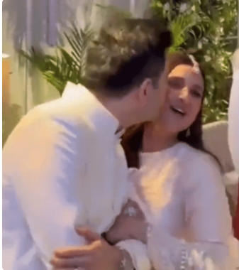 Raghav Chadha kisses Parineeti Chopra after engagement